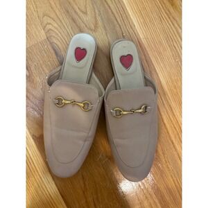 ARQA Beige Leather Horsebit Mule Loafers Gold Hardware Heart Detail Size 40